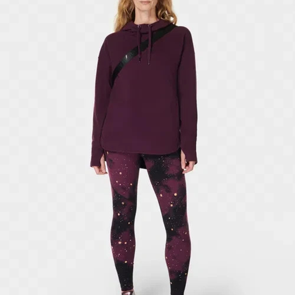 Sweaty Betty Escape Luxe Fleece Y2K Hoodie Burgundy/Plum Size XL A010543